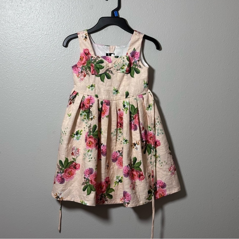 Rare Editions Kids Girls Beige/Tan Floral Dress Party Size 6.